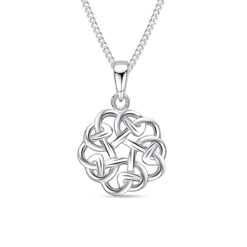 LeCalla 925 Sterling Silver Knot Pendant Necklace for Women | CZ Infinity Celtic Knot Heart Shaped Necklace | Graduation Birthday Gifts for Anniversary - color: Wheel of Life Celtic Knot