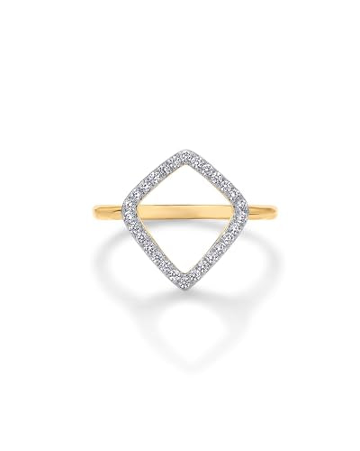 PAVOI 14K Gold Plated Two Toned Mixed Metals Diamond-Shaped Geometric Ring for Women with Cubic Zirconia | Statement Ring - color: Two Toned, size: 6