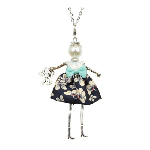 Crystal Paris Doll Necklace for Women, Handmade Cute Dress Long Chain Pendant Necklace Prom Costume Jewelry - style: 22