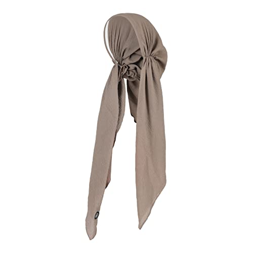 Pretied Head Scarves for Women Featuring Lightweight Crimped Material and Attractive - color: Solid Beige