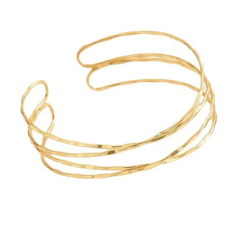 Dainty Arm Cuff Bracelet for Women Gold/Silver Adjustable Upper Arm Cuff Layered Bangle Bracelet Open Knot Bracelet Summer Beach Charm Fashion Jewelry - color: Gold Circle 2