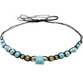 Hat Band for Cowboy Cowgirl, Turquoise Hand Made Replaceable Beaded Belt for Panama Fedora - color: Square Turquoise