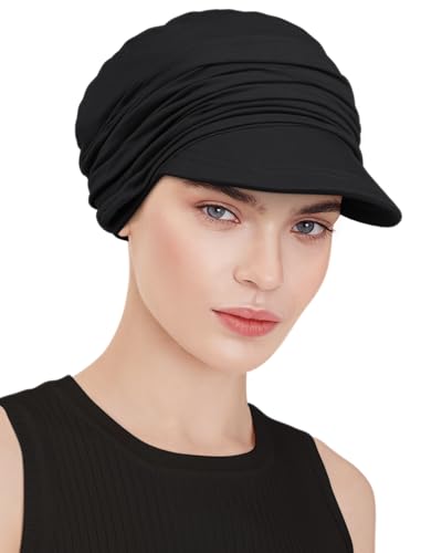 Chemo Headwear Viscose Newsboy Cap for Women Summer Hats - color: Black