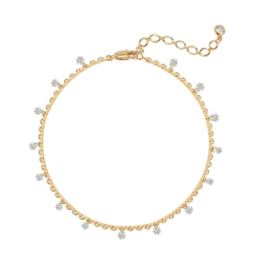 MTMY Gold Anklets for Women 14K Gold Plated Tiny Bead Anklet Colorful Tassel Foot Chain Dainty Adjustable Cute Summer Beach Boho Anklets Jewelry Gift - style: tassel cz