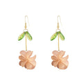 Resin Flower Cluster Ball Dangle Drop Earrings for Women Spring Summer Bohemian Floral Petal with Green Leaf Earrings Vacation Party Jewelry - color: Light Orange