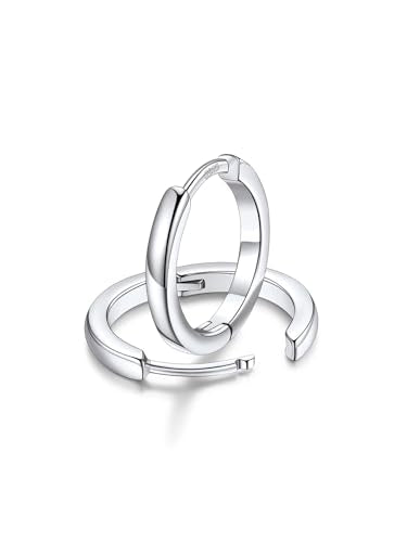 FaithHeart 925 Sterling Silver Post Huggie Hoop Earrings for Women, Silver Small Hoop Earring, Hypoallergenic Cartilage Earrings for Women - color: 01. Blank-Silver, size: 12mm