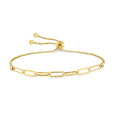 LeCalla Pure 925 Sterling Silver Italian Paperclip Link Chain Bracelets | Gold Over Silver Paper-Clip Link Station Bracelet | Sliding Bolo Bracelet for Women - color: Yellow-Gold PaperClip Bolo