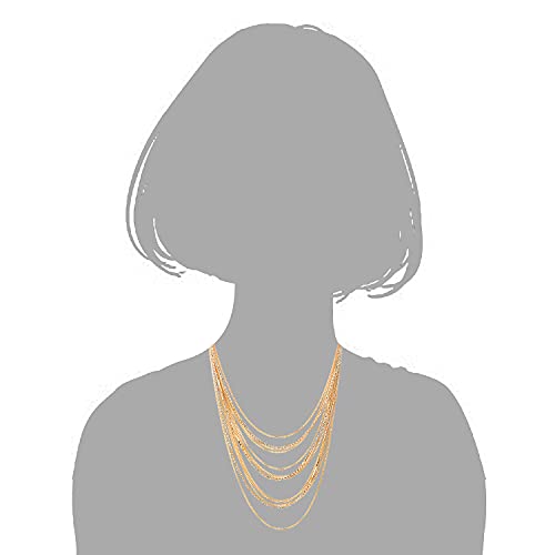 Waterfall Multi-Strand Chains Statement Collar Necklace with Rhinestones Chains, Dress - color: C-Metal Color: 18K Gold-Plated