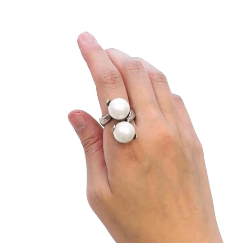 Korean Style Gemstone Hanbok Ring for Women – Adjustable Cherry Ring Traditional Korean Jewelry, Gift Box Option, Fashion Accessory for Daily & Special Occasions - color: White