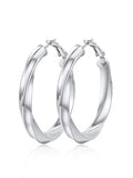 FindChic Twisted Hoop Earrings for Women, Silver/Black/14K Gold Plated Hypoallergenic Hollow Tube Rounded Loop Earrings, 30mm/40mm/60mm/80mm Hoops with Custom Name Options and Gift Box - color: b.Silver, size: 40MM