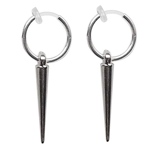 Silver Small for Women Comfortable Plastic Invisible Clip On Hoop Earrings Men Fake Nose Ring Faux Lip Septum Ring Fake Cartilage Earrings 12 mm Spike Cross Feather 15mm Unisex Gold Non Piercing Lobes - color: Spike Silver