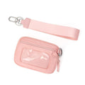 Wristlet Wallet for Women Mini Zip Card Case with Clear ID Window Zipper Coin Purse Lightweight Portable Keychain Wallet - color: Pink