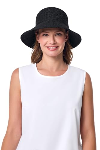 Women's Cloche Hat - UPF 50+ Sun Protection - Marina - color: Black