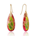 SELOVO Stone Fishhook Dangle Drop Earrings Statement Earrings for Women Stone - color: Red&Yellow green-Gold Color Hook
