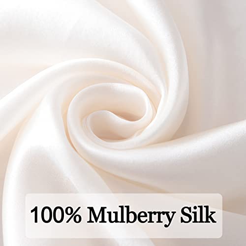 Ciormis 100% Mulberry Silk Scarf-Women's 21''/27''Square Silk Hair Head Scarf Neckerchief with Gift Packaged - color: 21''x 21''-style 05-ivory