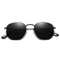 SOJOS Square Polarized Sunglasses for Women Men Small Hexagonal Polygon Shades SJ1072 - color: Matt Black