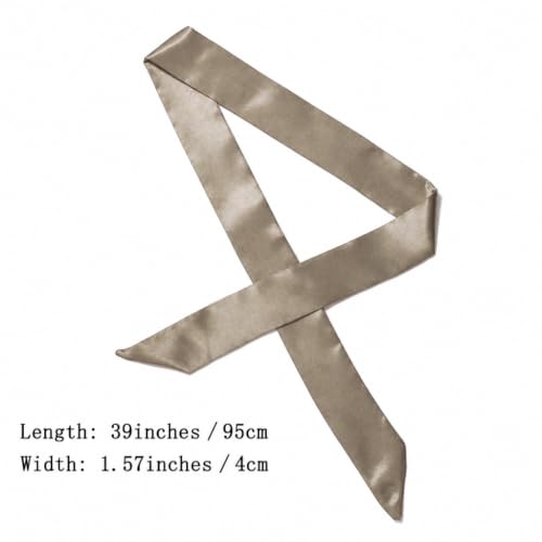 10 Pcs Long Thin Small Skinny Scarf Satin Neck Tie Ribbon Choker for Women Girls - color: Khaki