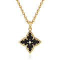 Fettero Gold Clover Necklace for Women Dainty 14K Gold Plated CZ Pendant Necklace Adjustable Chain Choker Charm Colorful Clover Pendant Lucky Necklaces for Women Jewelry - color: Black Onyx