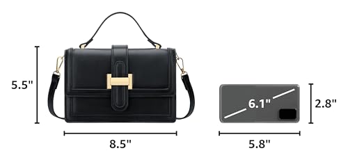 KKXIU Crossbody Bags for Women - Top Handle Purses for Lady, Leather Handbags Shoulder Clutch with Adjustable Shoulder Strap - color: B-black