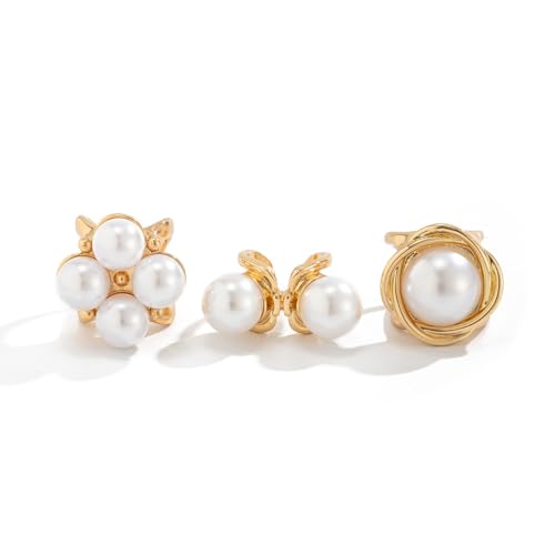Gold Pearl Rings for Women Chunky Baroque Pearl Ring Open Adjustable Pearls Ring Boho Prom Costumes Jewelry Accessories - color: Gold
