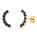 Gem Stone King 18K Yellow Gold Plated Silver Round 2MM Gemstone Stud Ear Crawler Earrings for Women - color: Blue Sapphire-September