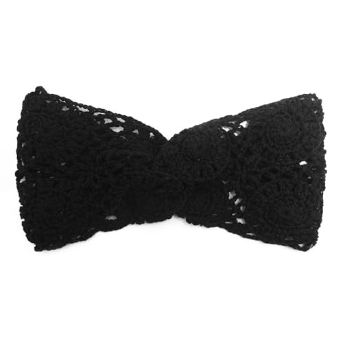 ZLYC Women Headband Handmade Crochet Knit Boho Flower Hair Bands (Twist Knotted Black) - color: Twist Knotted Black