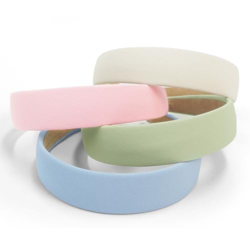 Huachi Headbands for Women Non Slip 1 inch Wide Cute Headbands for Girls, Trendy Head Bands Elastic Hair Bands Fashion Hair Accessories for Women 4PCS - color: Cute Color Set