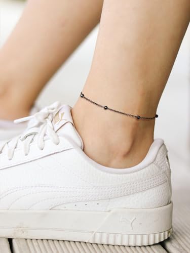 FindChic Stainless Steel Ankle Bracelets for Women, Waterproof Figaro/Cuban/Box/Beaded Chain Anklets, Summer Beach Foot Jewelry, 8.5''-10.5'' Adjustable Length, with Gift Box - style: Modern
