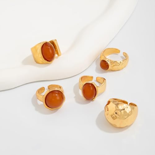 Dainty Crystal Gold Knuckle Ring Stackable Set for Women Non Tarnish, Statement Chunky Zircon Silver Midi Finger Thumb Rings Vintage Y2k Party Jewelry Gifts - color: Gold 2