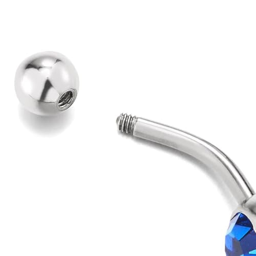 COOLSTEELANDBEYOND Belly Chain Belly Button Ring Body Jewelry Piercing Navel Ring with Long Dangle Cubic Zirconia - color: C-Metal Color:Silver; Stone Color:Black