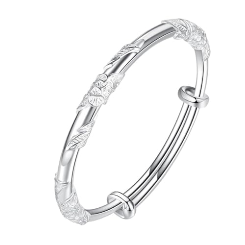 Sterling Silver Bangle Bracelets for Women,Fashion Jewelry Simple Adjustable 925 Silver Cuff Bangles for Women Mom Wife Valentine Mothers Day Gift - color: style-4