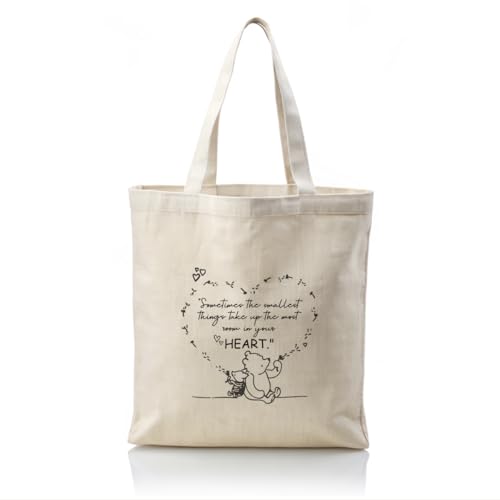 Canvas Tote Bag Aesthetic for Women,Reusable Canvas Cute Shoulder Bag for Grocery, Shopping, Beach & Daily Use - color: Cute Bear 2