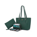 Purses And Wallets Set For Women Work Tote Satchel Handbags Shoulder Bag Top Handle Totes Purse With Matching Wallet - color: A51-3pcs/Set Darkgreen