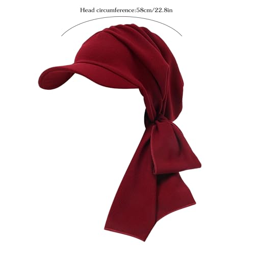 XYIYI Chemo Headwear for Womens Cancer Patients, Head Scarf Chemotherapy Headwraps Hat - color: Wine Red