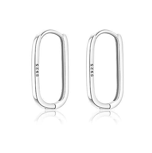Reffeer 925 Sterling Silver U Hoop Earrings for Women Teens Minimalist Square Hoop Earrings U Huggie Earrings - color: A-Silver