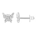 PAVOI 14K Gold Plated Dainty Stud Earrings for Women - 925 Sterling Silver Posts Earrings with Cubic Zirconia - Celestial Lightning Bolt, Moon, Star, and Flower Gold Jewelry Gifts - style: Butterfly