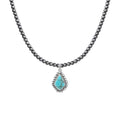 coadipress Navajo Pearl Necklace Western Jewelry for Women Boho Beaded Choker Necklaces Vintage Turquoise Pendant Cowgirl Necklace - style: Rhombus