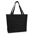 DALIX 20" Solid Color Cotton Canvas Shopping Tote Bag in Black - color: Black