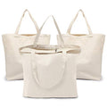 Segarty Blank Tote Canvas Bag with Zipper, 3pcs 19.7x15.7 inch Bags with Handles, 12oz Heavy Duty Reusable Washable Grocery Shopping Bags Plain Bags for Teacher DIY Art Craft Paint Embroidery - size: 19.7"x15.7"x7.9", style: Beige_3pcs