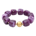 Soyzvteo Chunky Beaded Bracelets Boho Acrylic Geometric Beaded Bangle Bracelet Chunky Statement Jewelry for Women - color: Purple