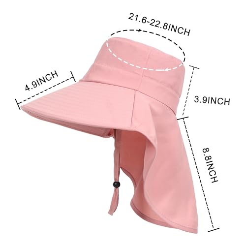 LA CARRIE Women Sun Hats Breathable Wide Brim UV Protection UPF 50+ with Neck Flap Hat for Summer Beach - color: Pink