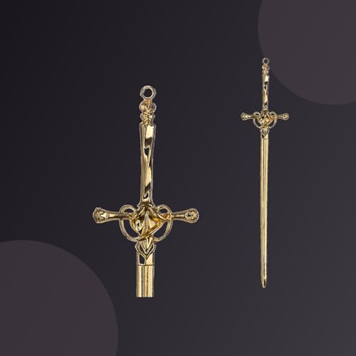 2pack 14K Golden Sword Styling Pins Black Wicca Witch Hair Stick Slide Renaissance Festival Hair Acceossories for Women 09