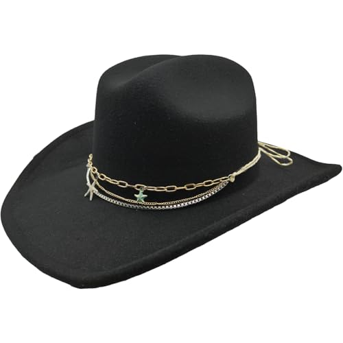 Hat Band for Cowboy Cowgirl, Turquoise Hand Made Replaceable Beaded Belt for Panama Fedora - color: Silver Starfish