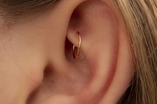 Gold Hoop Earrings Silver Hoop Earrings - Hoop Earrings For Women Two Pcs Of Thin Gold Filled Sterling Silver Hoops, Helix Hoop, Tragus Ring, Cartilage Hoop - color: Gold, style: 6mm 22 gauge / 1 pair