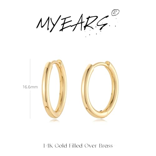 MYEARS Women Earrings Gold Huggie Hoop 14K Small Simple Hypoallergenic Everyday Jewelry - style: Basic