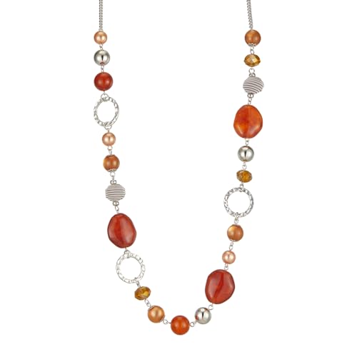 PEARL&CLUB Long Beaded Necklaces For Women - Sweater Chain Fashion Jewelry Necklace Gifts For Women - color: 23-Red coffee