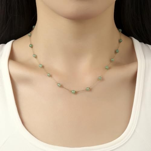 Beaded Choker Necklaces for Women 18k Gold Plated Dainty Gold Choker Necklaces for Women - style: jade choker