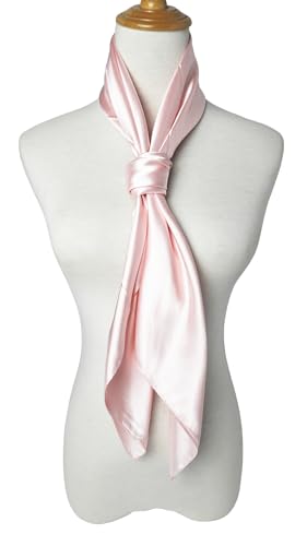 vabovin Satin Head Scarf for Women Solid Color, 35×35 in | Silk Feel Neckerchief, Hair Scarf, Fashion Bandana, Headscarf, Headband, Hair Wrap Sleeping, Daily Fashion Styling - color: 223 Baby Pink
