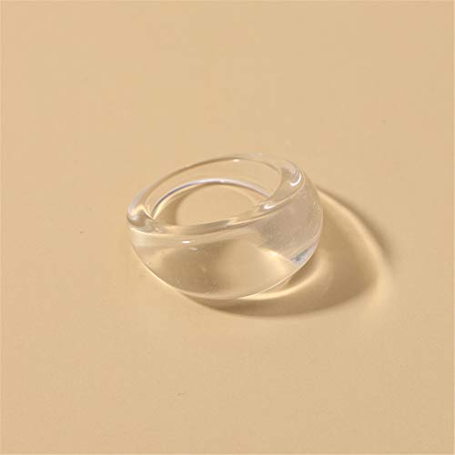 Set Resin Colorful Wide Thick Dome Knuckle Finger Stackable Joint Ring Retro Acrylic Transparent Vintage Jewelry Party Elegant Handmade Gift Diameter 18mm Stylish Bold - color: 12pcs