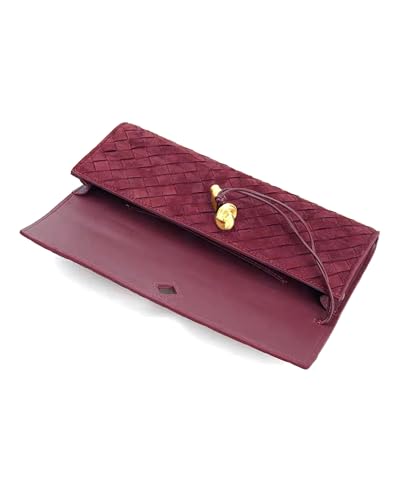 NEWBELLA Handwoven Women's Clutch Purse, Crossbody Bag with Adjustable Strap for Evening & Casual Use - color: Matted Burgundy
